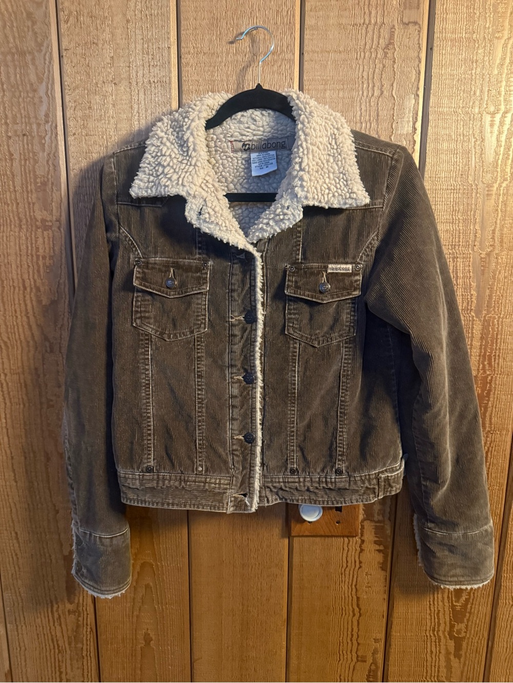 Vintage Billabong Brown Corduroy Sherpa Jacket with Cream Lining
